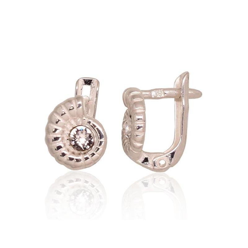 Silver earrings with 'english' lock, Silver 925°, Zirkons