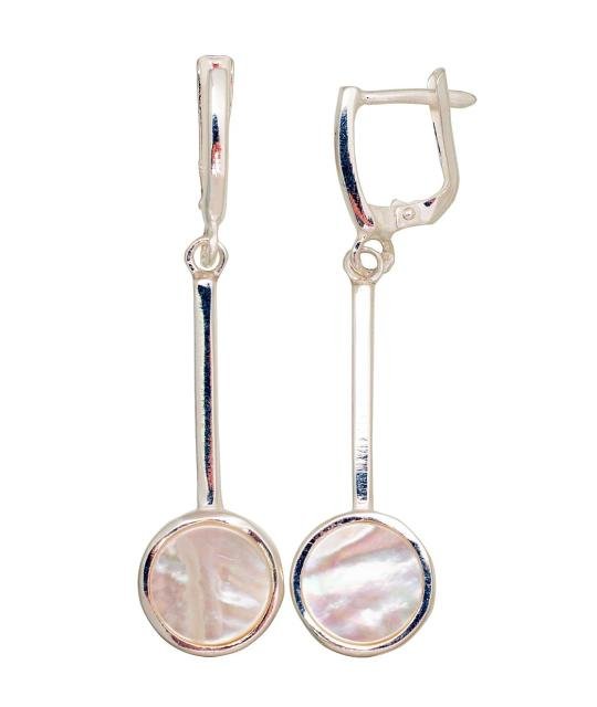 Silver earrings with 'english' lock, Silver 925°, Mother-of-pearl