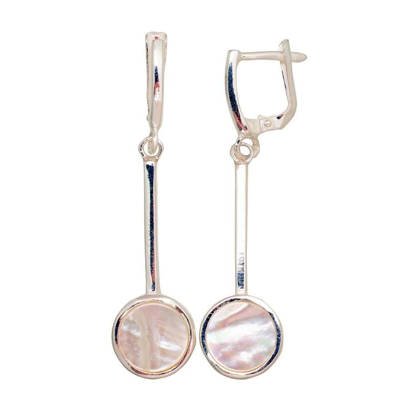 Silver earrings with 'english' lock, Silver 925°, Mother-of-pearl
