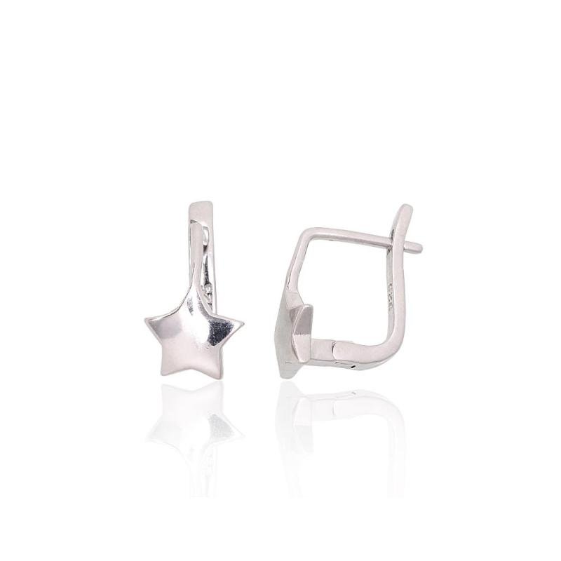 Silver earrings with 'english' lock, Silver 925°, Rhodium (Plating)