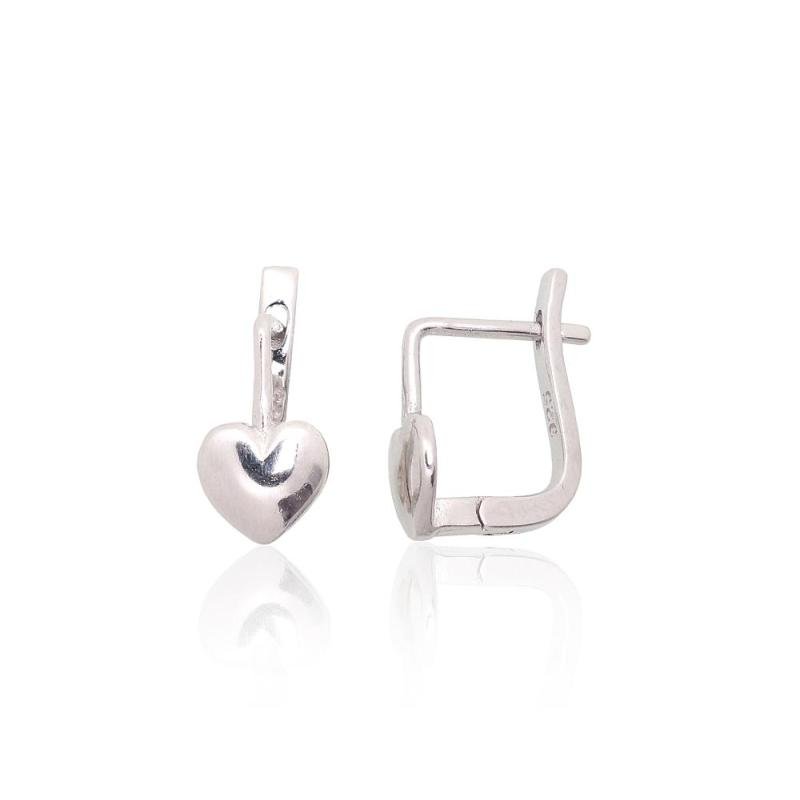 Silver earrings with 'english' lock, Silver 925°, Rhodium (Plating)