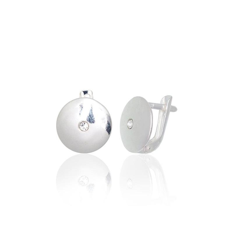 Silver earrings with 'english' lock, Silver 925°, Zirkons