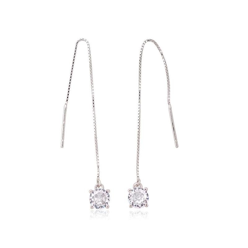 Silver earrings, Silver 925°, Rhodium (Plating), Zirkons