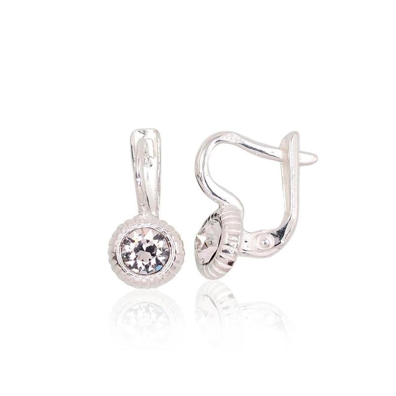 Серебряные серьги на английском замке, Серебро 925°, Кристаллы