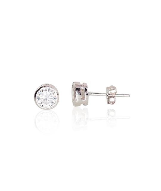 Silver stud earrings, Silver 925°, Rhodium (Plating), Zirkons