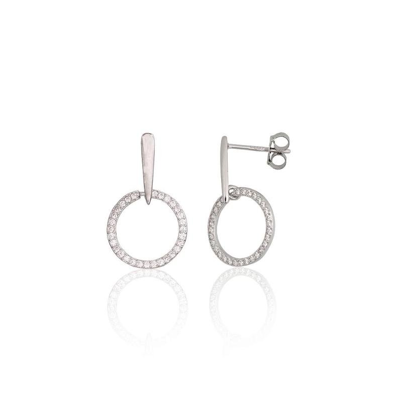 Silver stud earrings, Silver 925°, Rhodium (Plating), Zirkons