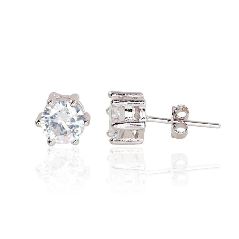 Silver stud earrings, Silver 925°, Rhodium (Plating), Zirkons