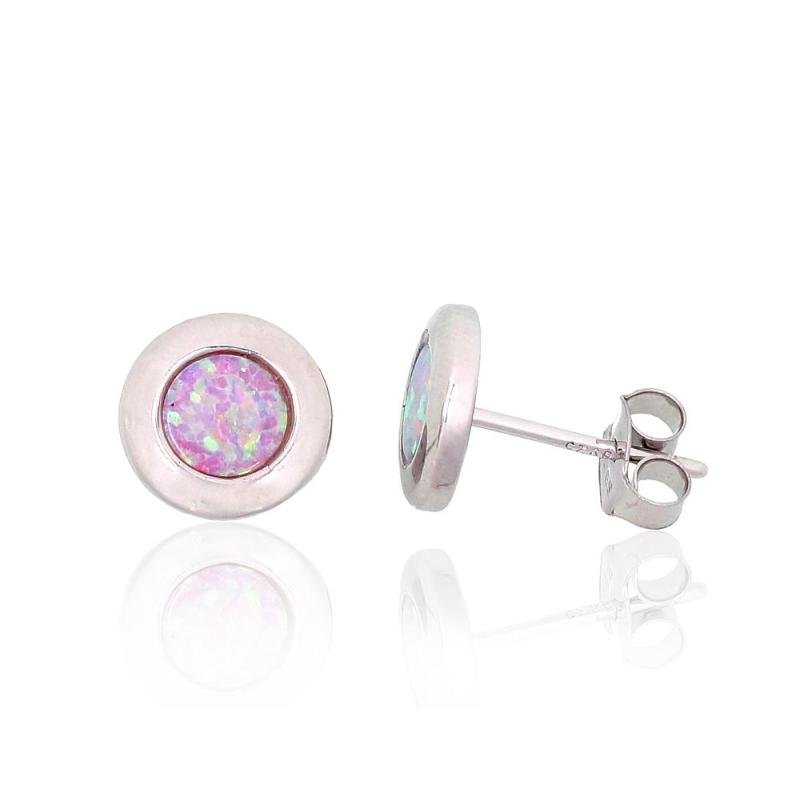 Silver stud earrings, Silver 925°, Rhodium (Plating), Opalit