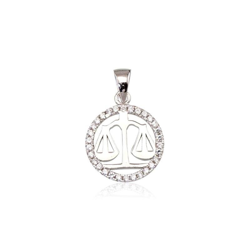 Silver pendant, Silver 925°, Rhodium (Plating), Zirkons