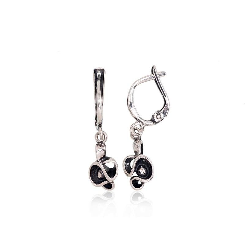 Silver earrings with 'english' lock, Silver 925°, oxide (Plating)