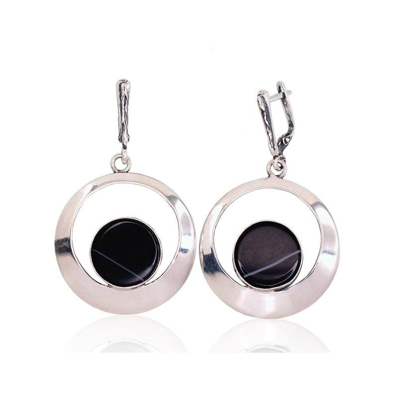 Silver earrings, Silver 925°, oxide (Plating), Agate