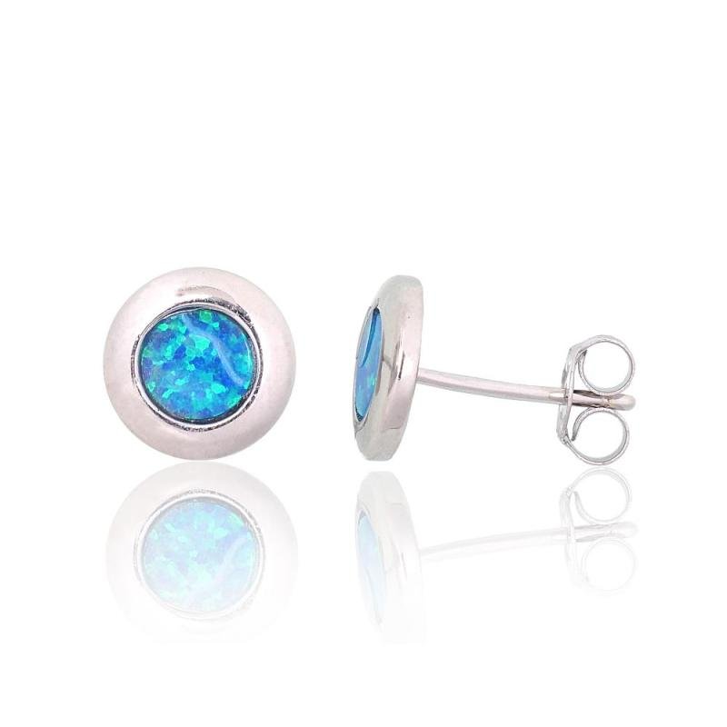 Silver stud earrings, Silver 925°, Rhodium (Plating), Opalit