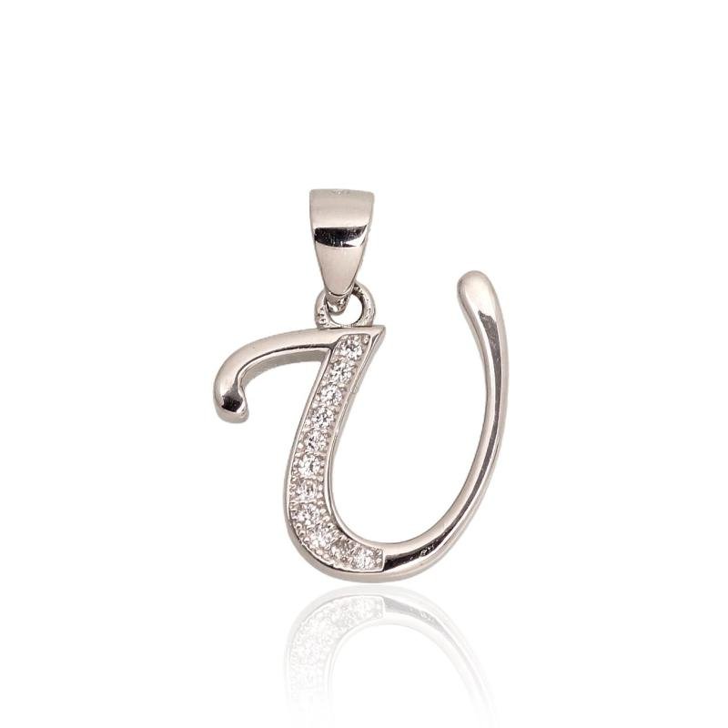Silver pendant, Silver 925°, Rhodium (Plating), Zirkons