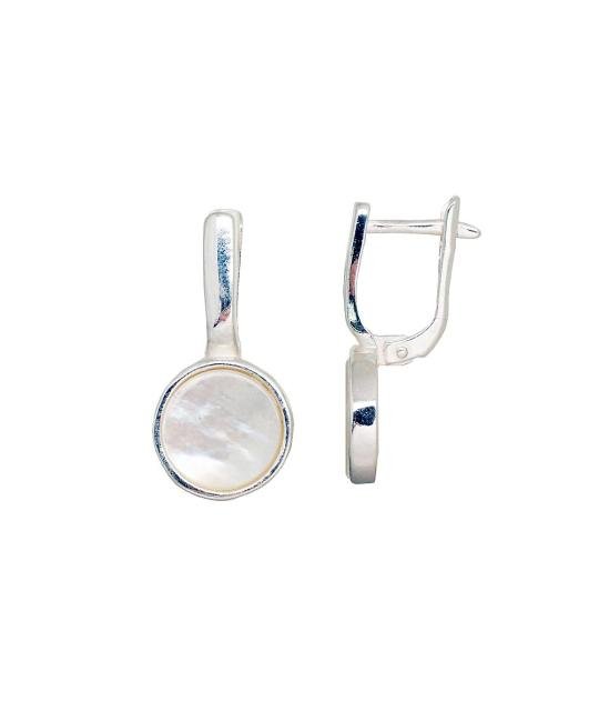 Silver earrings with 'english' lock, Silver 925°, Mother-of-pearl