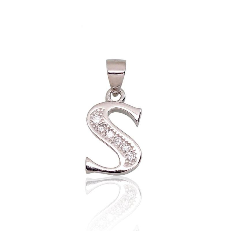 Silver pendant, Silver 925°, Rhodium (Plating), Zirkons