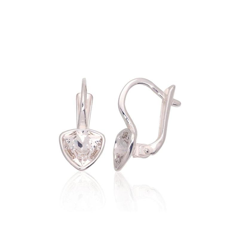 Silver earrings with 'english' lock, Silver 925°, Crystals