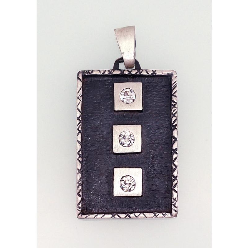 Silver pendant, Silver 925°, oxide (Plating), Crystals