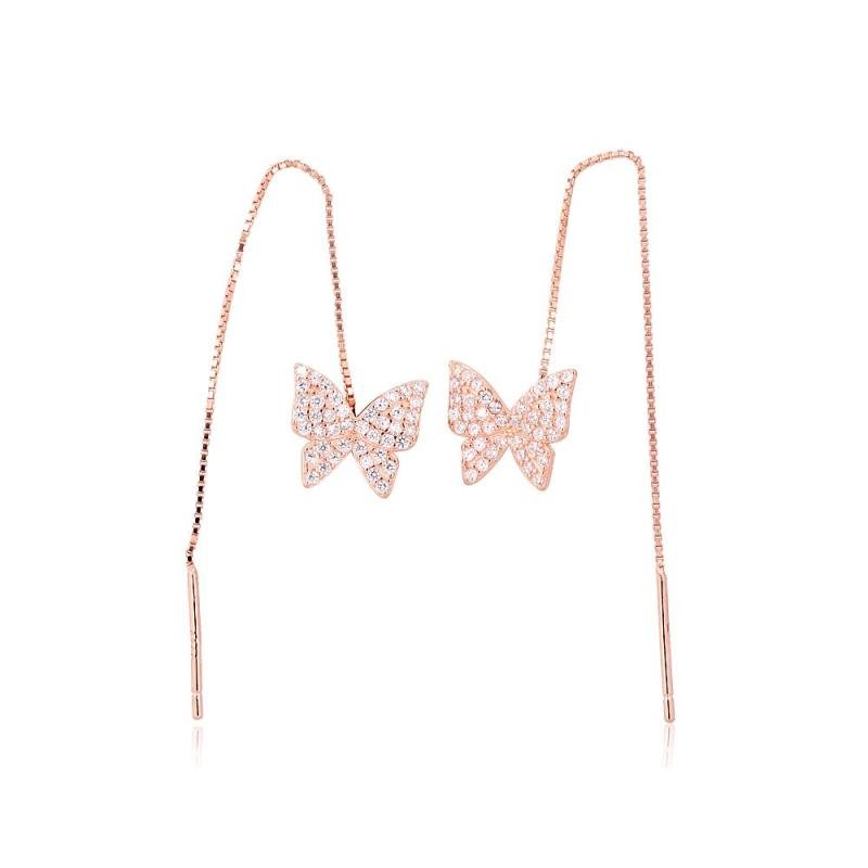 Silver earrings, Silver 925°, red gold (Plating), Zirkons
