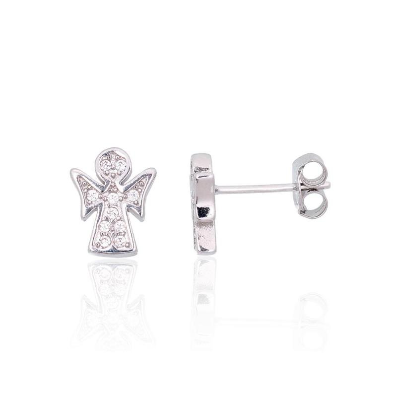 Silver stud earrings, Silver 925°, Rhodium (Plating), Zirkons