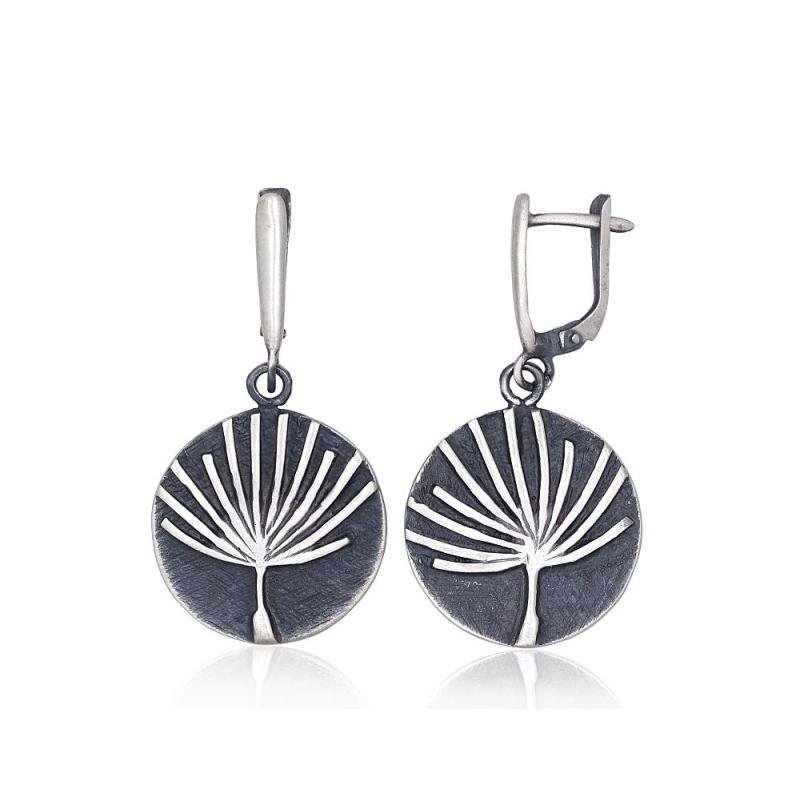 Silver earrings with 'english' lock, Silver 925°, oxide (Plating)