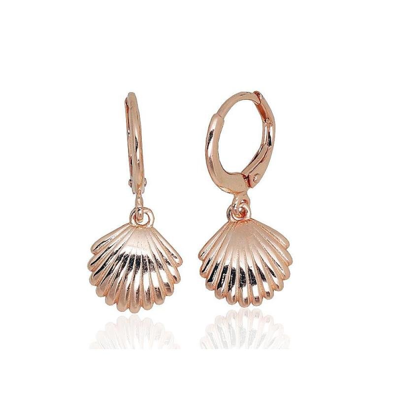Silver earrings with 'english' lock, Silver 925°, red gold (Plating)