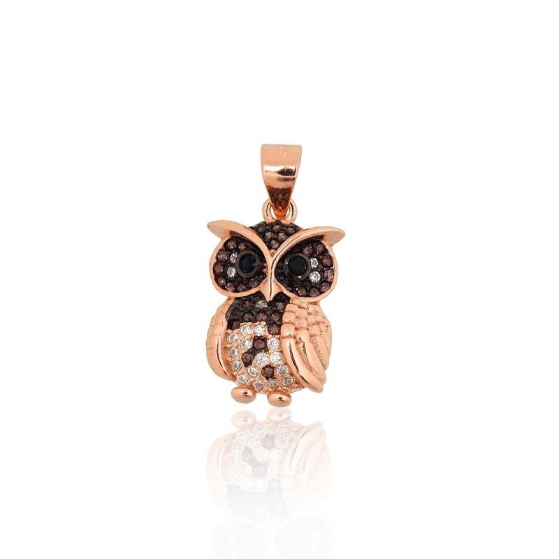 Silver pendant, Silver 925°, red gold (Plating)/, Rhodium (Plating), Zirkons