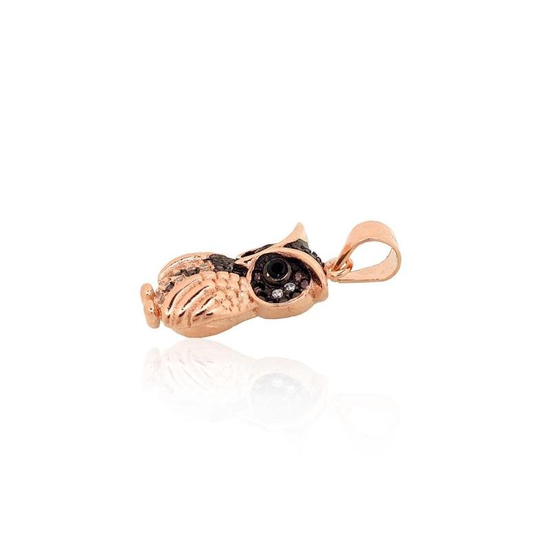 Silver pendant, Silver 925°, red gold (Plating)/, Rhodium (Plating), Zirkons