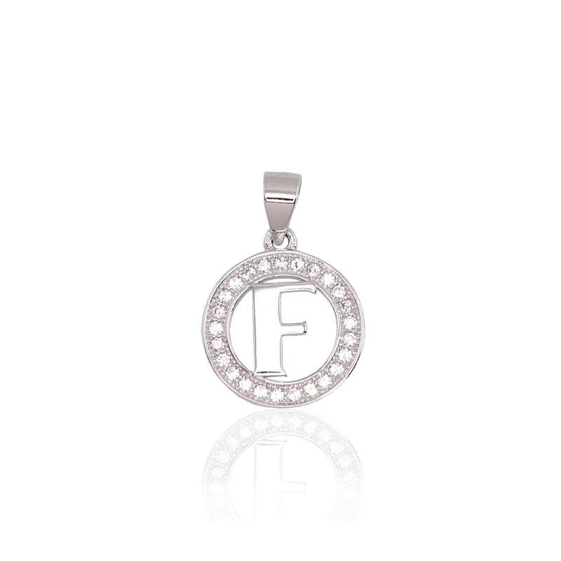 Silver pendant, Silver 925°, Rhodium (Plating), Zirkons