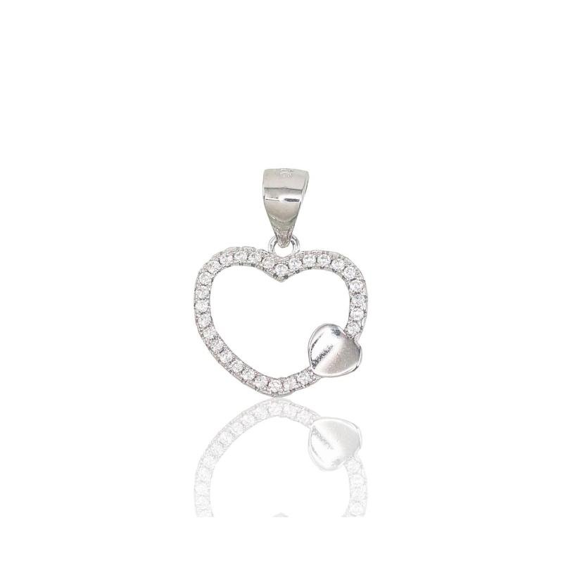Silver pendant, Silver 925°, Rhodium (Plating), Zirkons