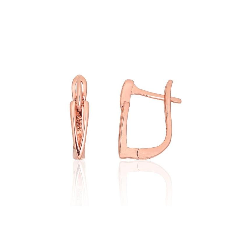 Silver earrings with 'english' lock, Silver 925°, red gold (Plating)