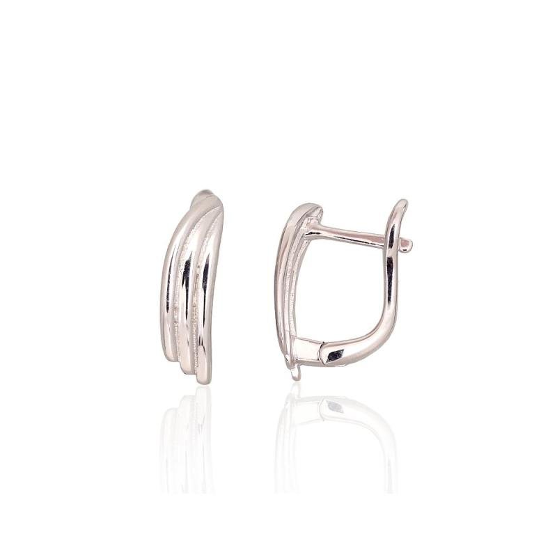Silver earrings with 'english' lock, Silver 925°, Rhodium (Plating)