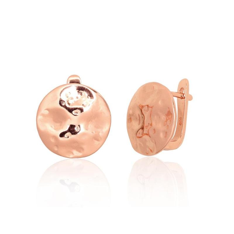 Silver earrings with 'english' lock, Silver 925°, red gold (Plating)