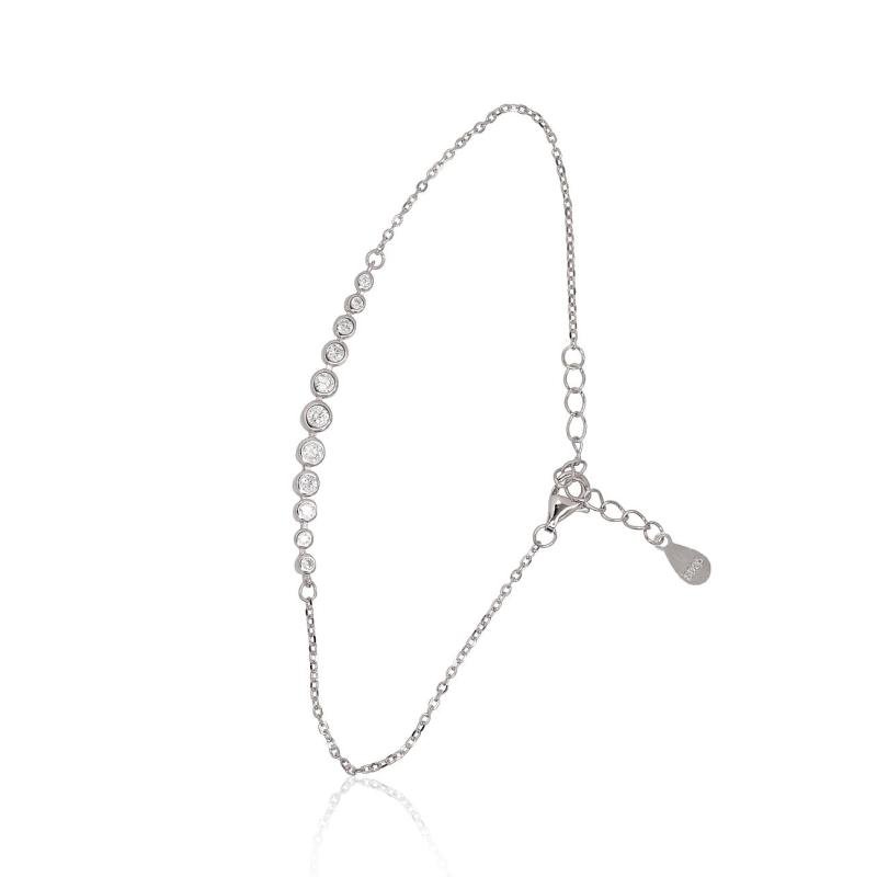 Серебряный браслет, Серебро 925°, родий (покрытие), Цирконы
