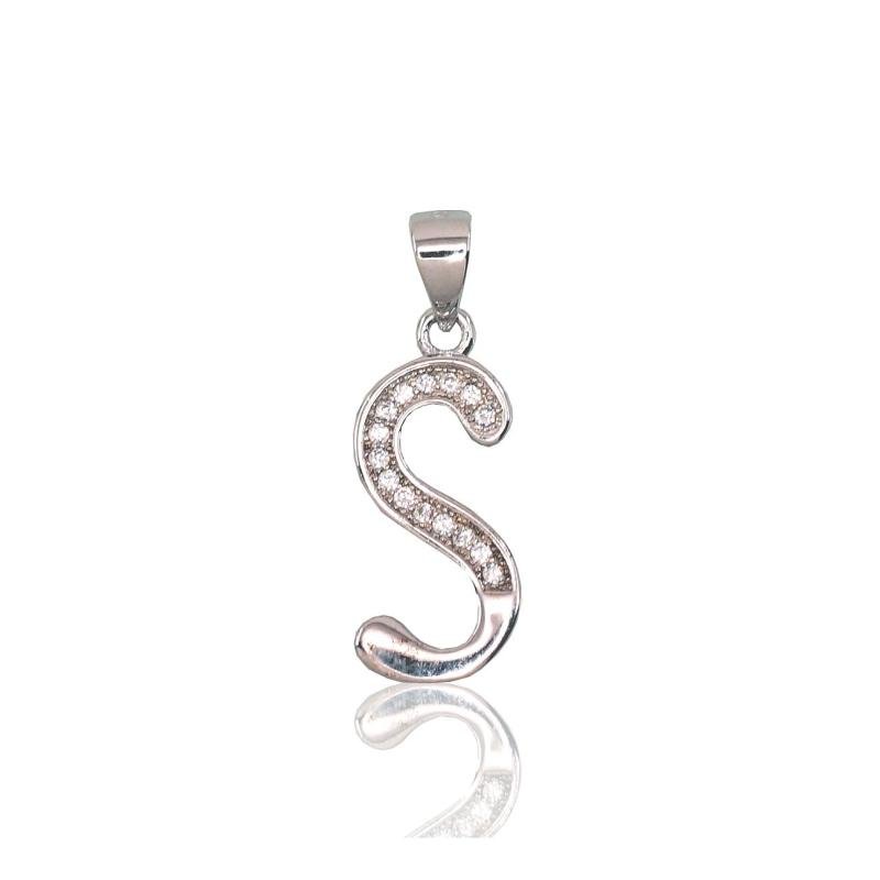 Silver pendant, Silver 925°, Rhodium (Plating), Zirkons