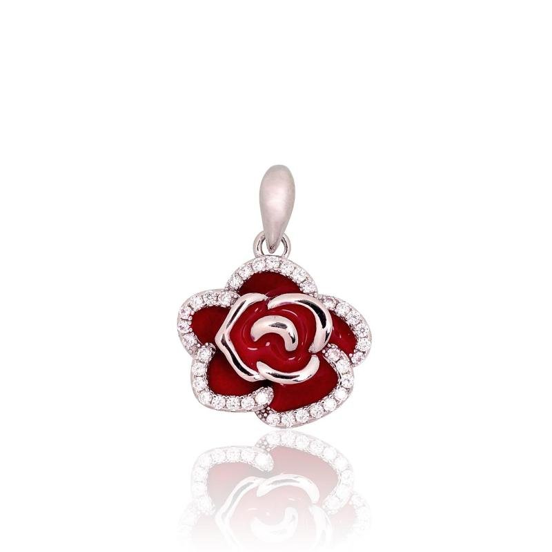 Silver pendant, Silver 925°, Rhodium (Plating), Zirkons, Jewelery enamel