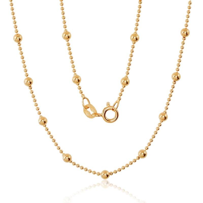 Silver chain Bead 1-3 mm, Silver 925°, yellow gold (Plating)