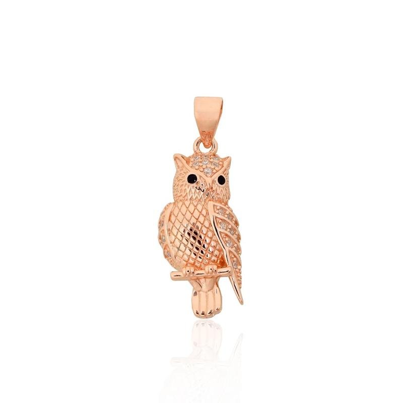 Silver pendant, Silver 925°, red gold (Plating), Zirkons