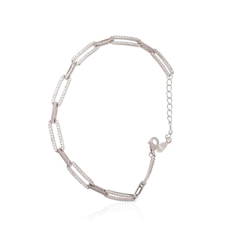 Silver bracelet, Silver 925°, Rhodium (Plating), Zirkons