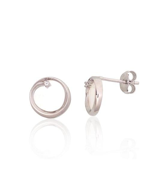 Silver stud earrings, Silver 925°, Rhodium (Plating), Zirkons, Mother-of-pearl