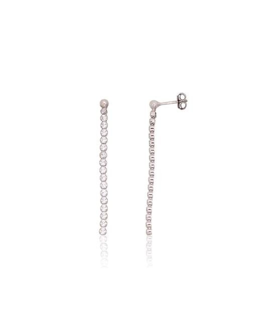 Silver stud earrings, Silver 925°, Rhodium (Plating), Zirkons