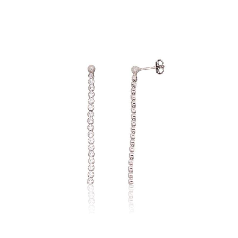 Silver stud earrings, Silver 925°, Rhodium (Plating), Zirkons