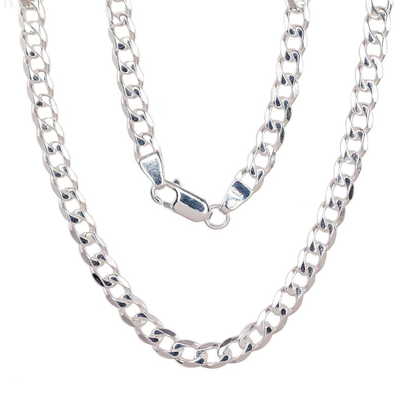 Silver chain Curb 4.1 mm, diamond cut, Silver 925°