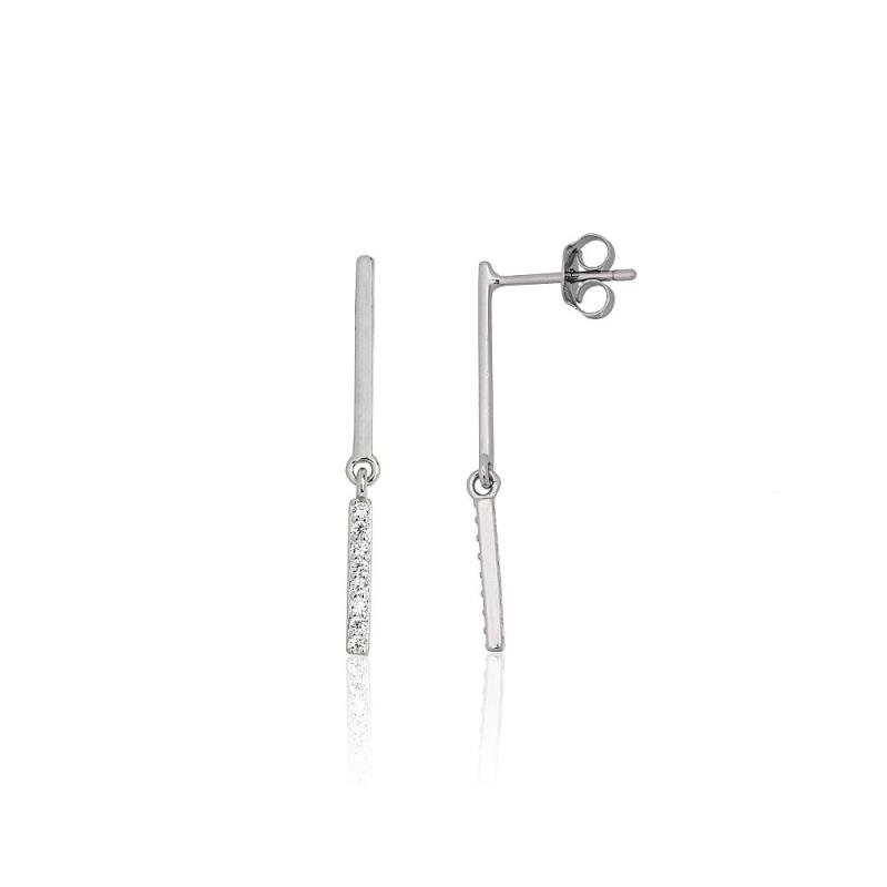 Silver stud earrings, Silver 925°, Rhodium (Plating), Zirkons
