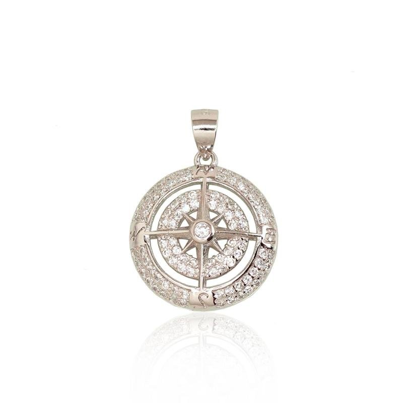 Silver pendant, Silver 925°, Rhodium (Plating), Zirkons