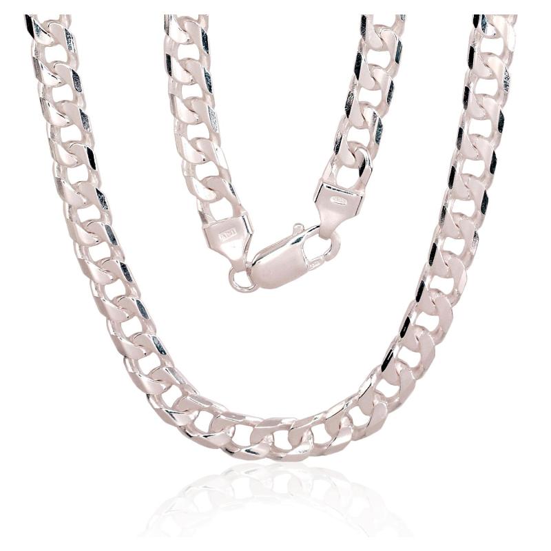 Silver chain Curb 6 mm, diamond cut, Silver 925°