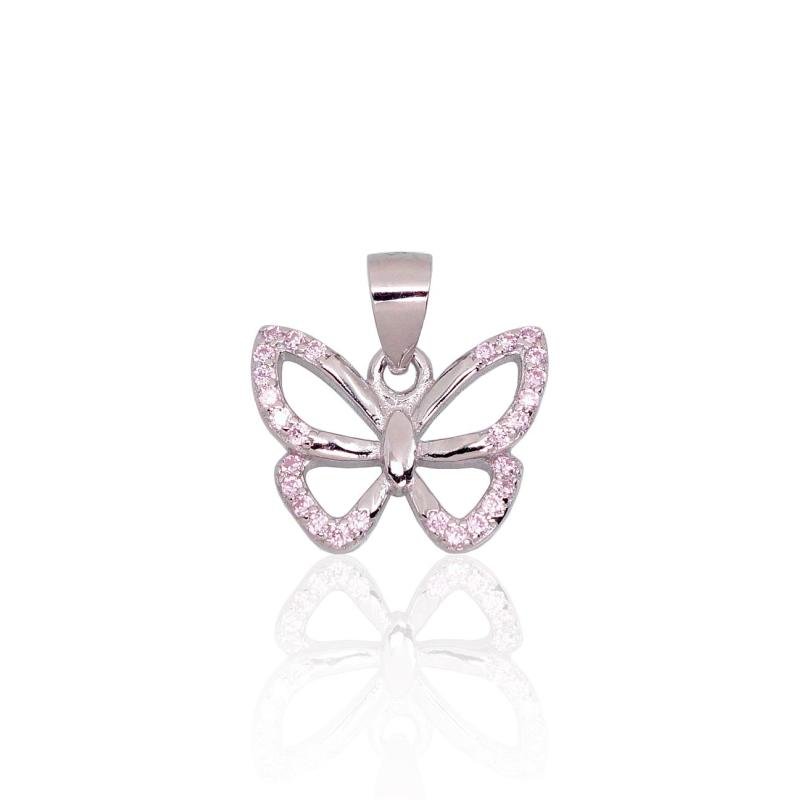 Silver pendant, Silver 925°, Rhodium (Plating), Zirkons