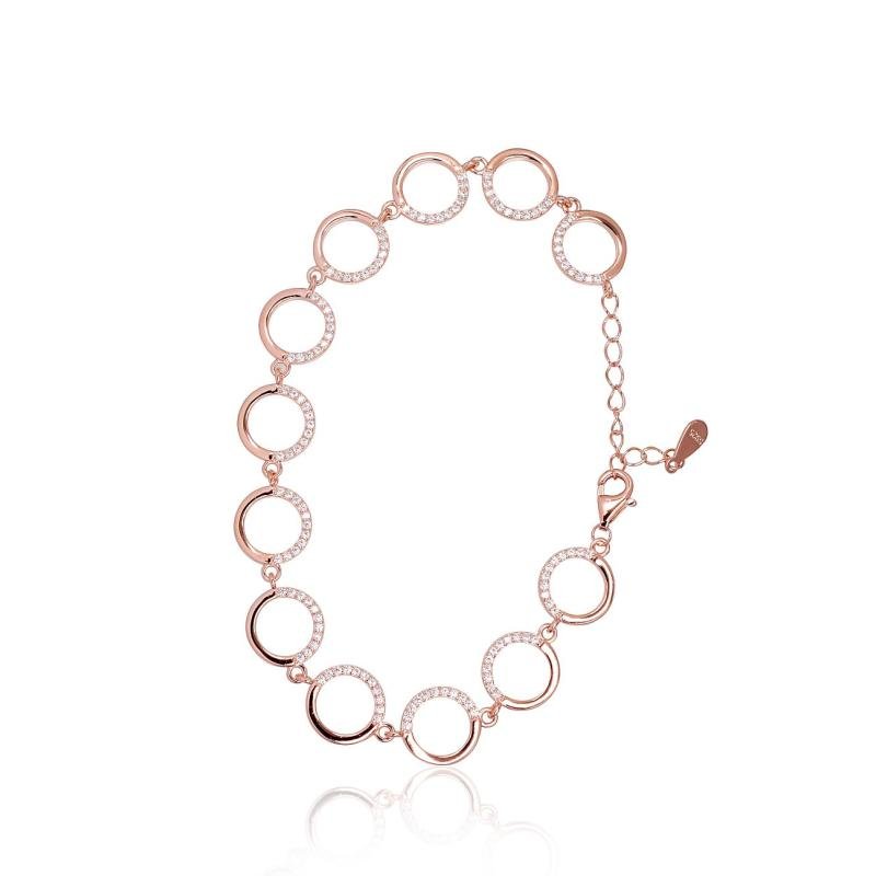 Серебряный браслет, Серебро 925°, красное золото (покрытие), Цирконы