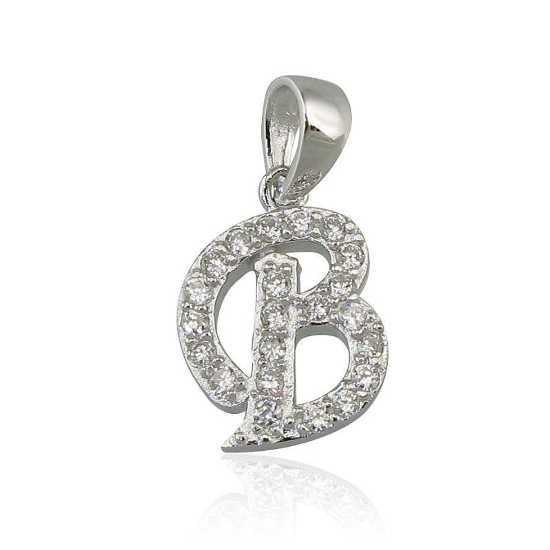 Silver pendant, Silver 925°, Rhodium (Plating), Zirkons