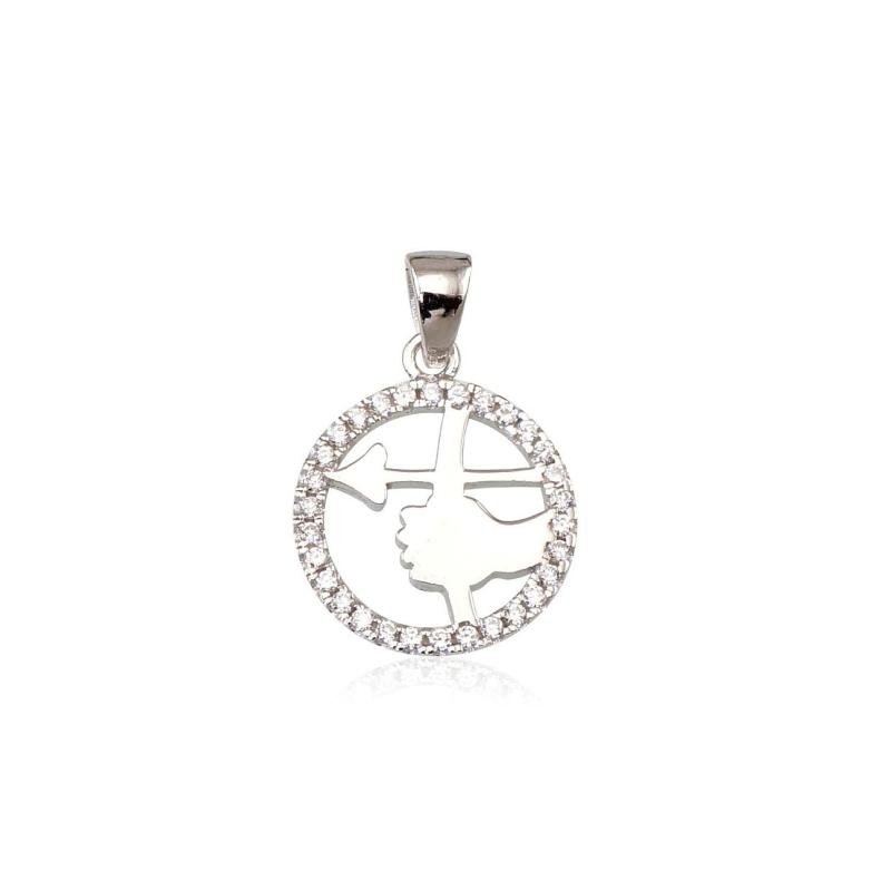 Silver pendant, Silver 925°, Rhodium (Plating), Zirkons