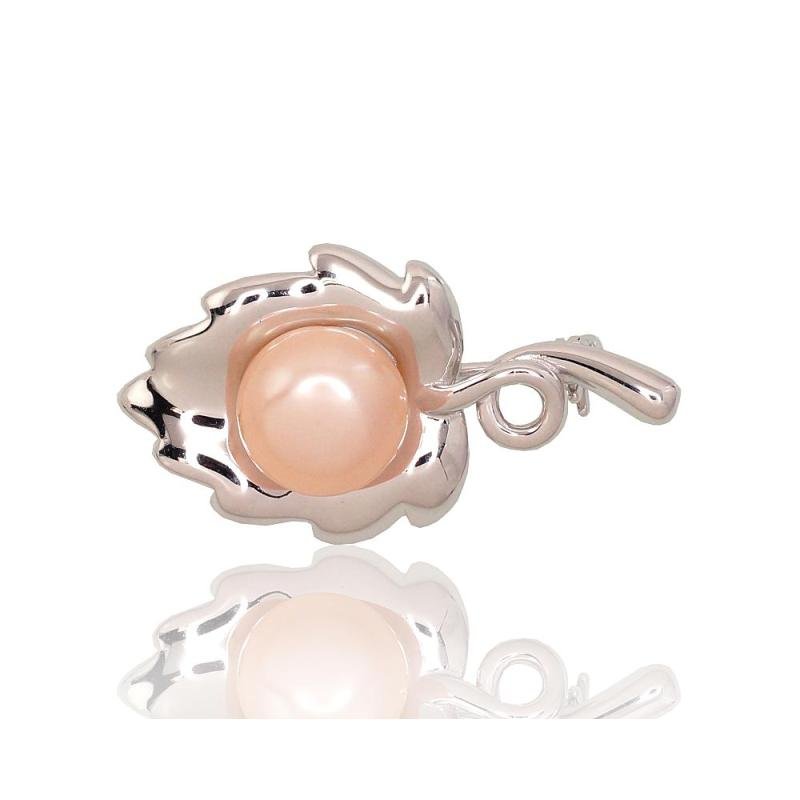 Серебряная брошь, Серебро 925°, родий (покрытие), Жемчуг